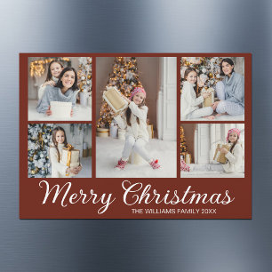 Imán de tarjeta de colaje de fotos de Navidad en b