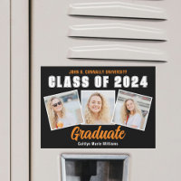 Imán de tarjeta de collage de fotos de graduación 