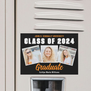 Imán de tarjeta de collage de fotos de graduación