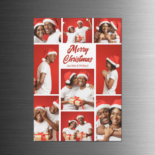 Imán de tarjeta de collage de fotos de Navidad en