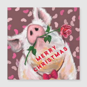 Imán de Tarjeta de Navidad de Cerdo Divertido - Ca