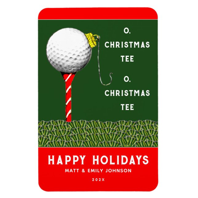 Imán de tarjeta de Navidad de golf divertida (Vertical)
