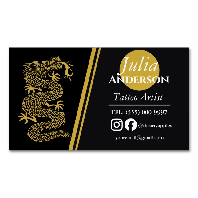 Imán de Tarjeta de Negocio de Tatuajes Modernos (Anverso)