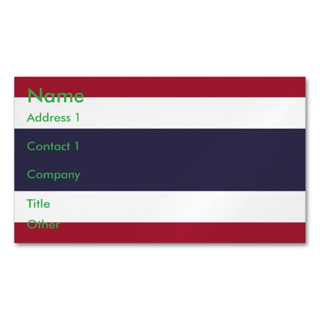 Imán de Tarjeta de Negocios con Bandera de Tailand (Anverso)
