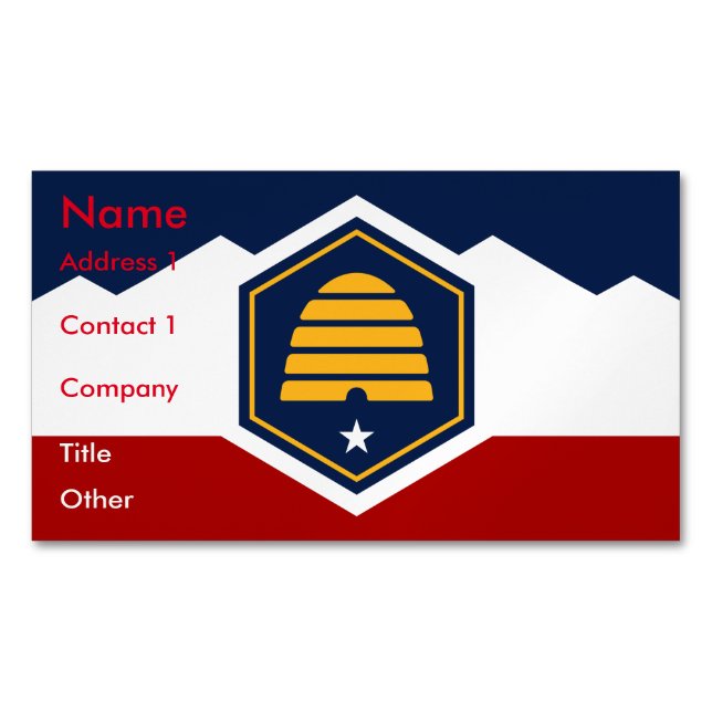 Imán de Tarjeta de Negocios con Bandera de Utah, E (Anverso)