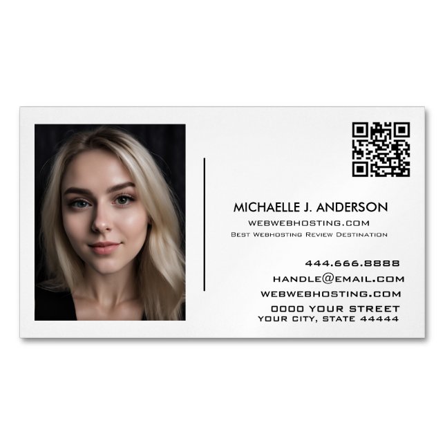 Imán de Tarjeta de Negocios Personalizada - Foto P (Anverso)