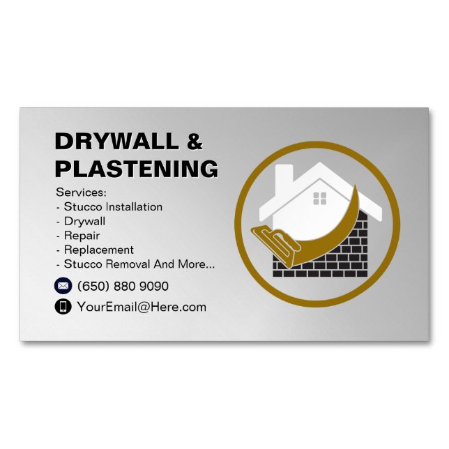 Imán de tarjeta de visita de drywall y yeso (Anverso)