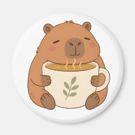 Imán de taza de café abrazando capibara lindo