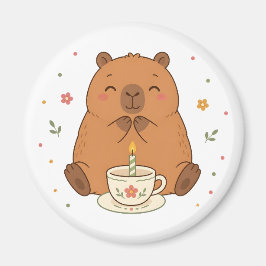 Imán de taza de té con vela de cumpleaños de carpi
