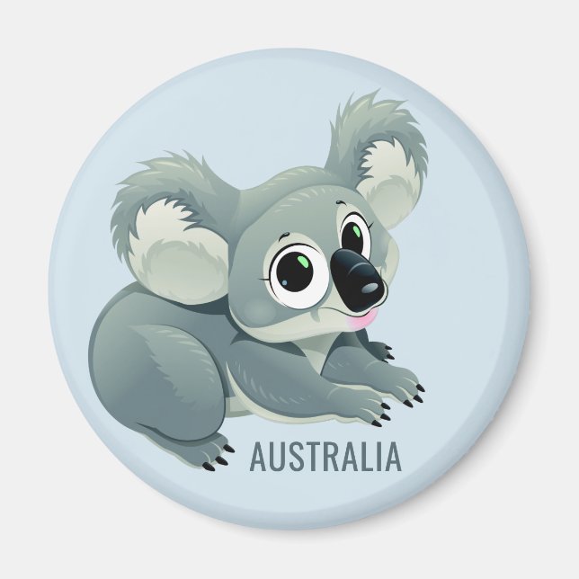 Imán de texto de Cute Koala personalizado (Frente)