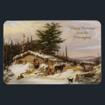 imán de texto de personalizado de arte de Winter L<br><div class="desc">Arte de Cornelius Krieghoff,  1856. Ver mi tienda (Otros > Arte) para más artículos con imágenes de arte fino.</div>