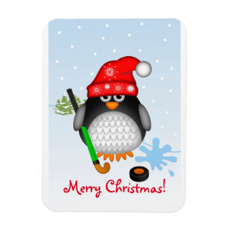 Imán de texto de personalizado y pingüino de hocke