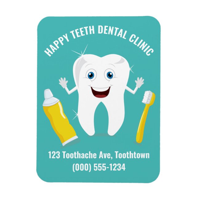 Imán de texto del personalizado de dientes feliz (Vertical)