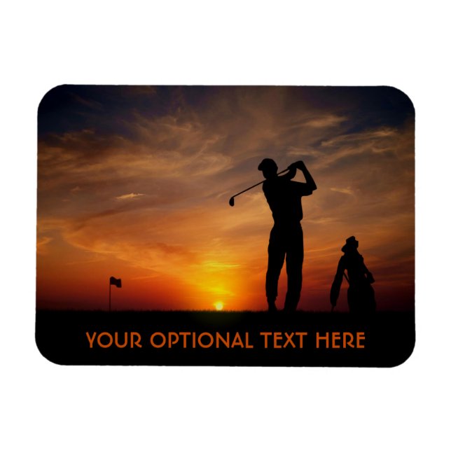 imán de texto Golfer Sunset personalizado (Horizontal)