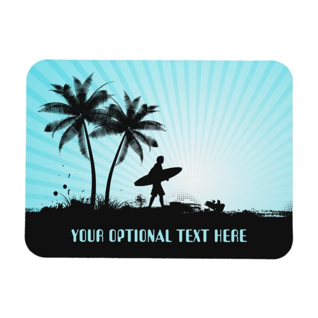 imán de texto para personalizado de Beach Surfer (Horizontal)