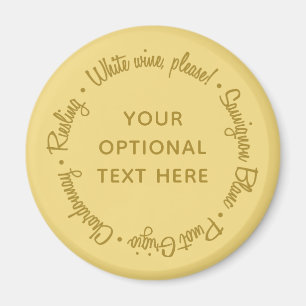 Imán de texto personalizado de vinos blancos