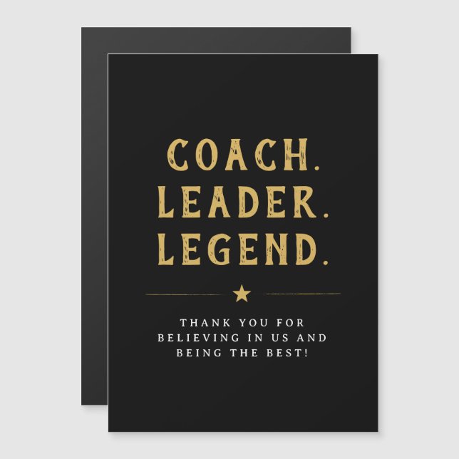 Imán de tipografía dorada Coach Líder Leyenda (Anverso/Reverso)