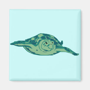 Imán de tortuga de hongo azul-verde