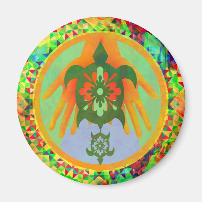 Imán de tortugas manos (Frente)