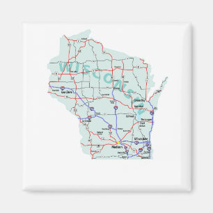 Imán de un estado a otro del mapa de Wisconsin