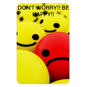 Imán de una cara triste en el medio de caras