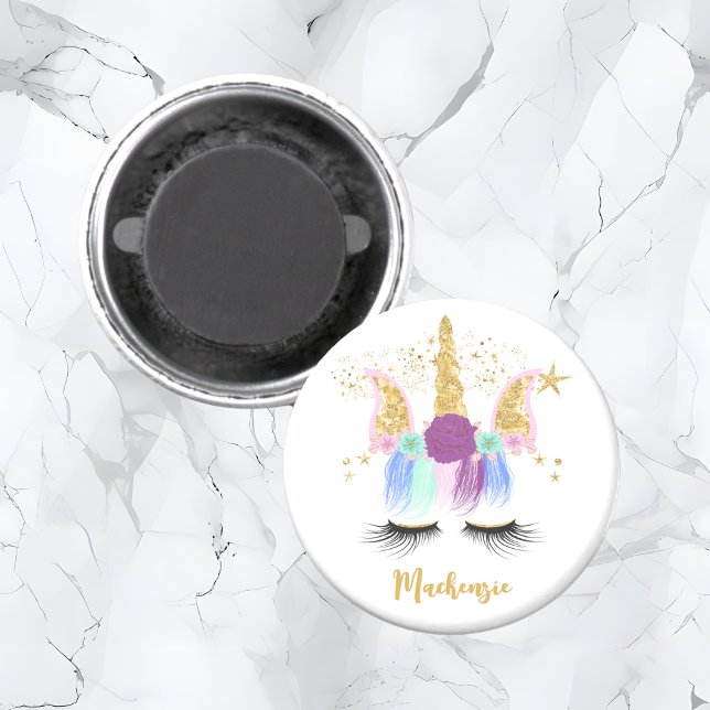 Imán de unicornio floral de bonito (Pretty Floral Unicorn Magnet)