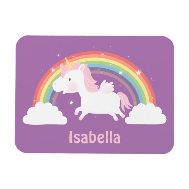 Imán de Unicornio Volador y Arcoíris Lindo para Ni (Horizontal)