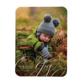 Imán de vacaciones con foto feliz y escritura aleg