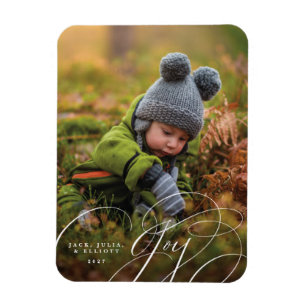 Imán de vacaciones con foto feliz y escritura aleg