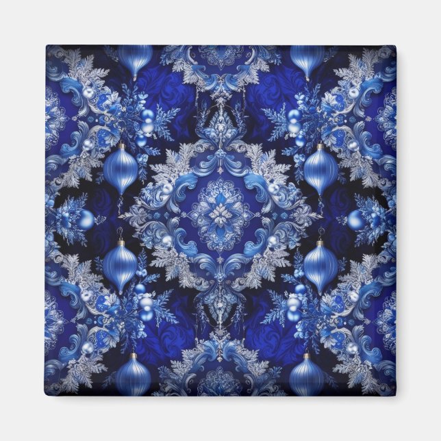 Imán de vacaciones de adornos decorativos azules (Frente)