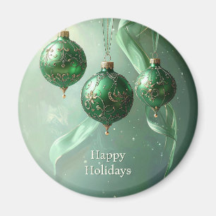 Imán de vacaciones de bola de Navidad verde