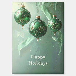 Imán de vacaciones de bola de Navidad verde