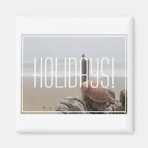 Imán de vacaciones de olas de concha de océano mar