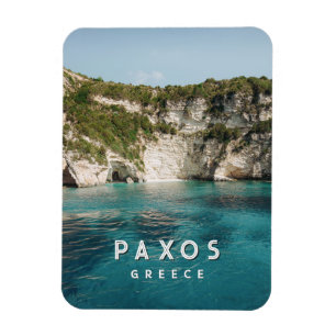 Imán de viaje de las cuevas de Paxos, isla de Grec