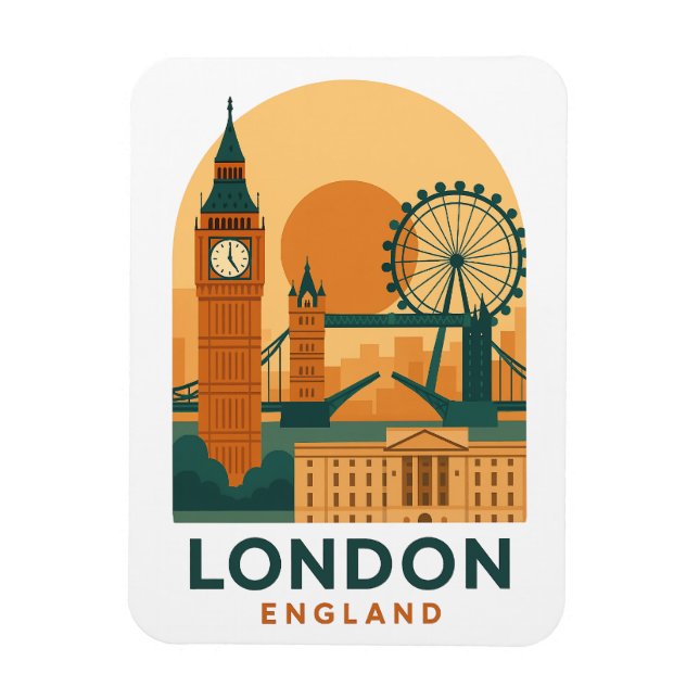 Imán de viaje vintage Londres Inglaterra | Ciudad  (Vertical)