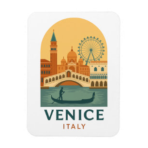 Imán de viaje vintage Venecia Italia – Góndola ret