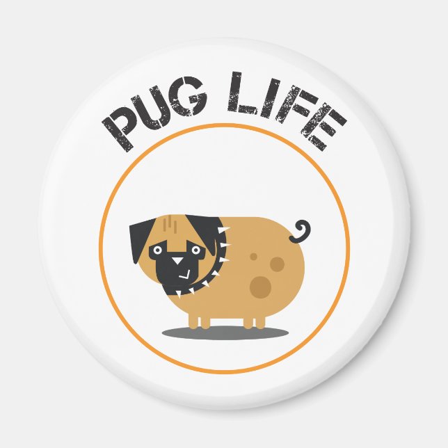 Imán de vida de perro Pug (Frente)