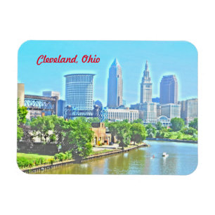 Imán de vista del río Cleveland Ohio (efecto de pi