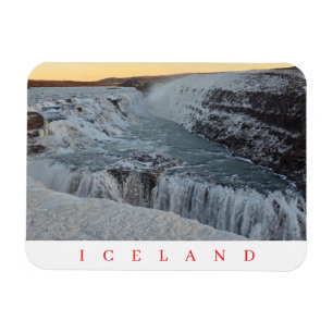 Imán de vista invernal de la catarata Gullfoss en