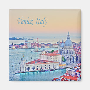 Imán de vista panorámica del atardecer en Venecia,