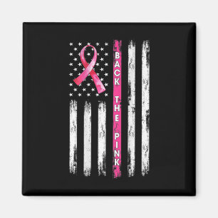Imán De vuelta a la cinta rosa Bandera Americana Cáncer