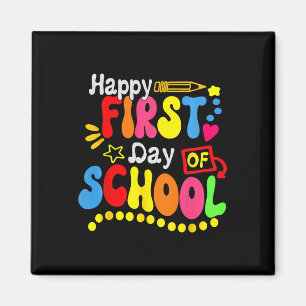 Imán De Vuelta A La Escuela Estudiantil Feliz Primer Dí