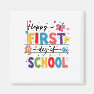 Imán De vuelta a la escuela feliz primer día de escuela