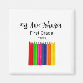 Imán De vuelta a la escuela, los crayones añaden el año