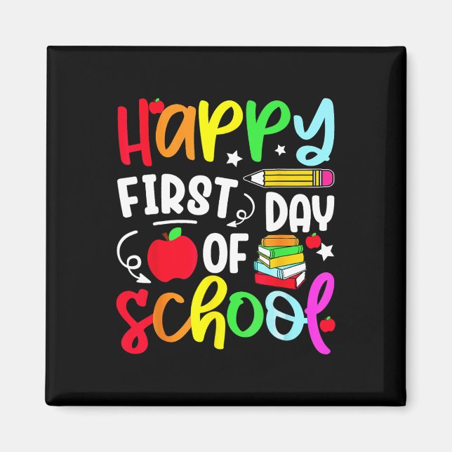 Imán De Vuelta Al Colegio Feliz Primer Día De La Escuel (Frente)