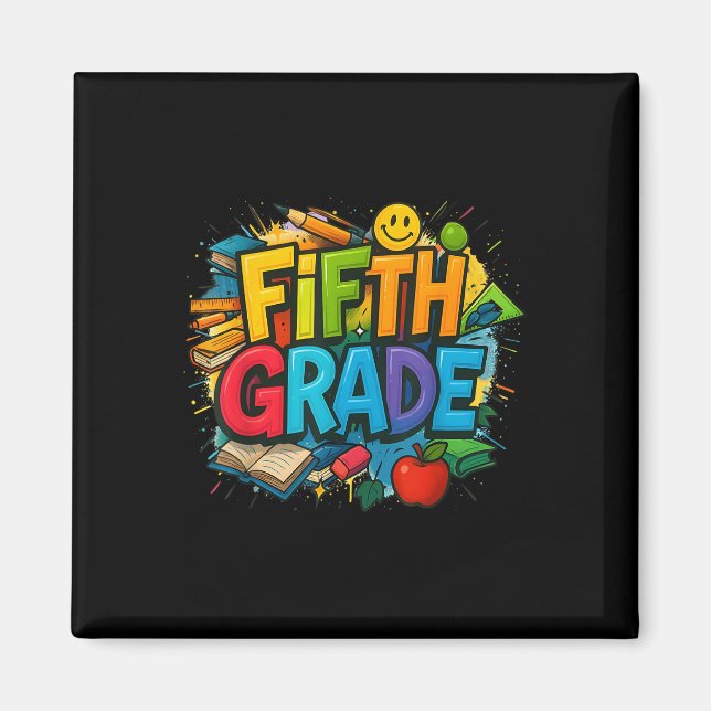 Imán De Vuelta Al Equipo De Quinto Grado Feliz Primer D (Frente)