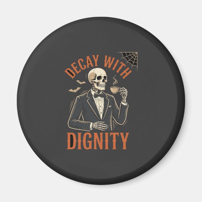 Imán Decaer con Dignidad Vintage Esqueleto Café Hallowe (Frente)