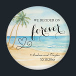 Imán Decidimos por un favor de la Boda Forever Elegant<br><div class="desc">Un elegante diseño Wedding con playa acuarela y palmeras que se pueden personalizar con los detalles.</div>