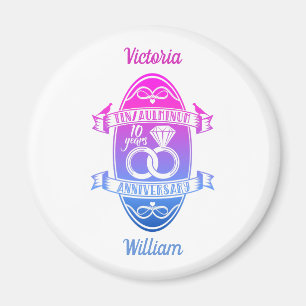 Imán Décimo aniversario boda TIN ALUMINIO