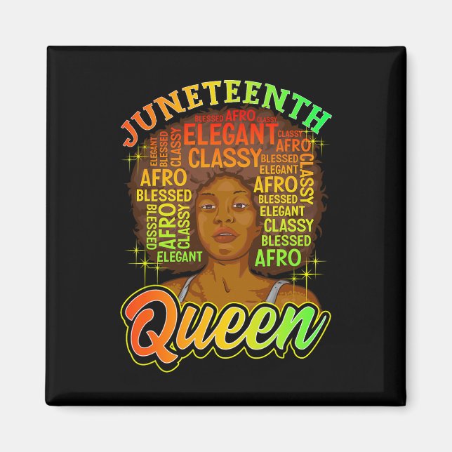 Imán Decimoctava mujer Camisetas de junio Natural Afro  (Frente)
